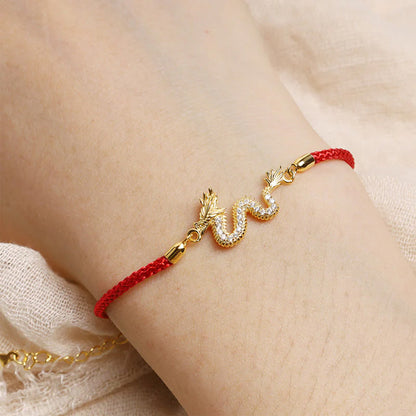 S925 Sterling Silver Dragon Bracelet with Clear Stone Accents