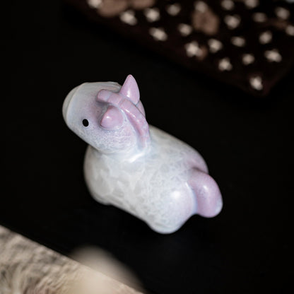 Ceramic Horse Figurine with Gradient Purple Crystalline Glaze – Artistic Shine and Serenity | Zen Ara Grove