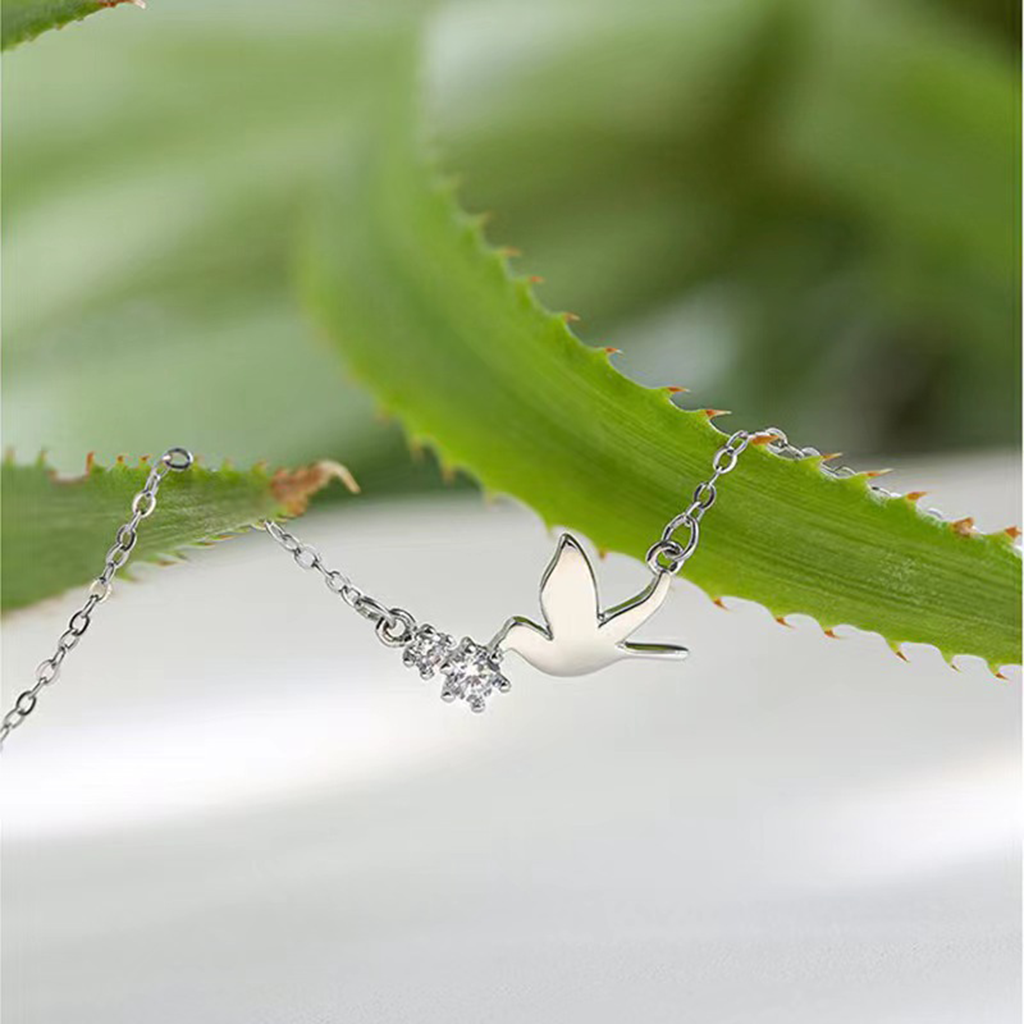 S925 Sterling Silver Peace Dove Necklace with Twin Diamonds – Symbol of Hope | Zen Ara Grove