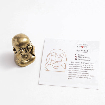 Solid Brass "The Meaning Behind the Pose of the Monks" — Meaning Card Set | Zen Ara Grove