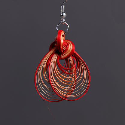 Handwoven Bamboo Leaf Drop Earrings