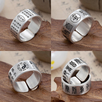 Copper Adjustable Taoist Mantra Ring with Taiji & Bagua Symbols – Protection & Harmony | Zen Ara Grove