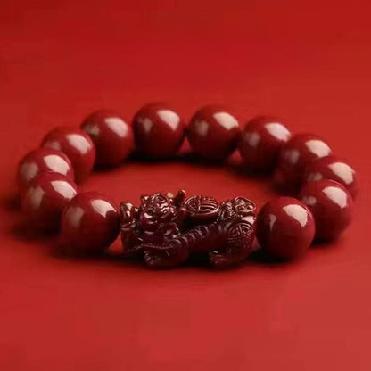 Red Cinnabar Pixiu Beaded Bracelet – Protection & Prosperity | Zen Ara Grove