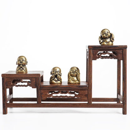 Hand‑Carved Brass "The Four Little Zen Monks" Figurines | Zen Ara Grove