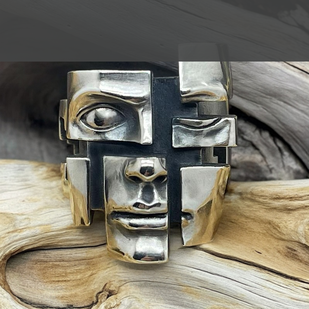 “Find Yourself” Broken Mask Design Ring | Zen Ara Grove