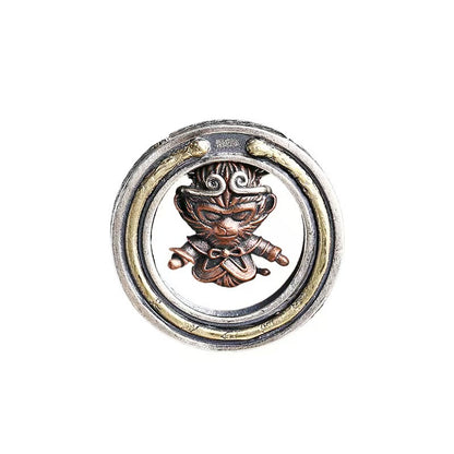 S925 Silver Monkey King Pendant – Crowned with the Golden Circlet | Zen Ara Grove