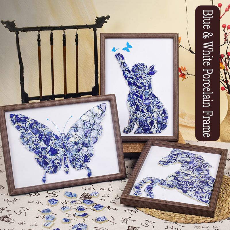 Handmade DIY Blue and White Porcelain Mosaic Ceramic Painting | Zen Ara Grove