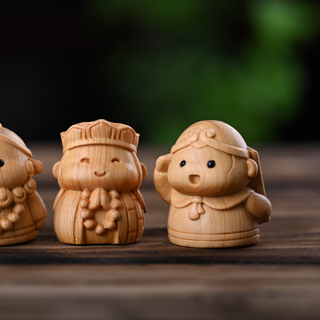Monkey King Sun Wukong & Three Companions Cypress Wood Figurines | Zen Ara Grove