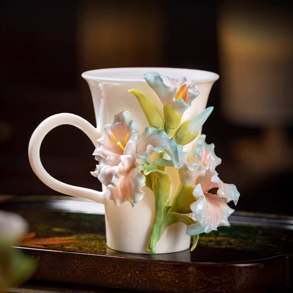 Handcrafted Heritage Porcelain Cup – Roses Blooming from the Surface | Zen Ara Grove