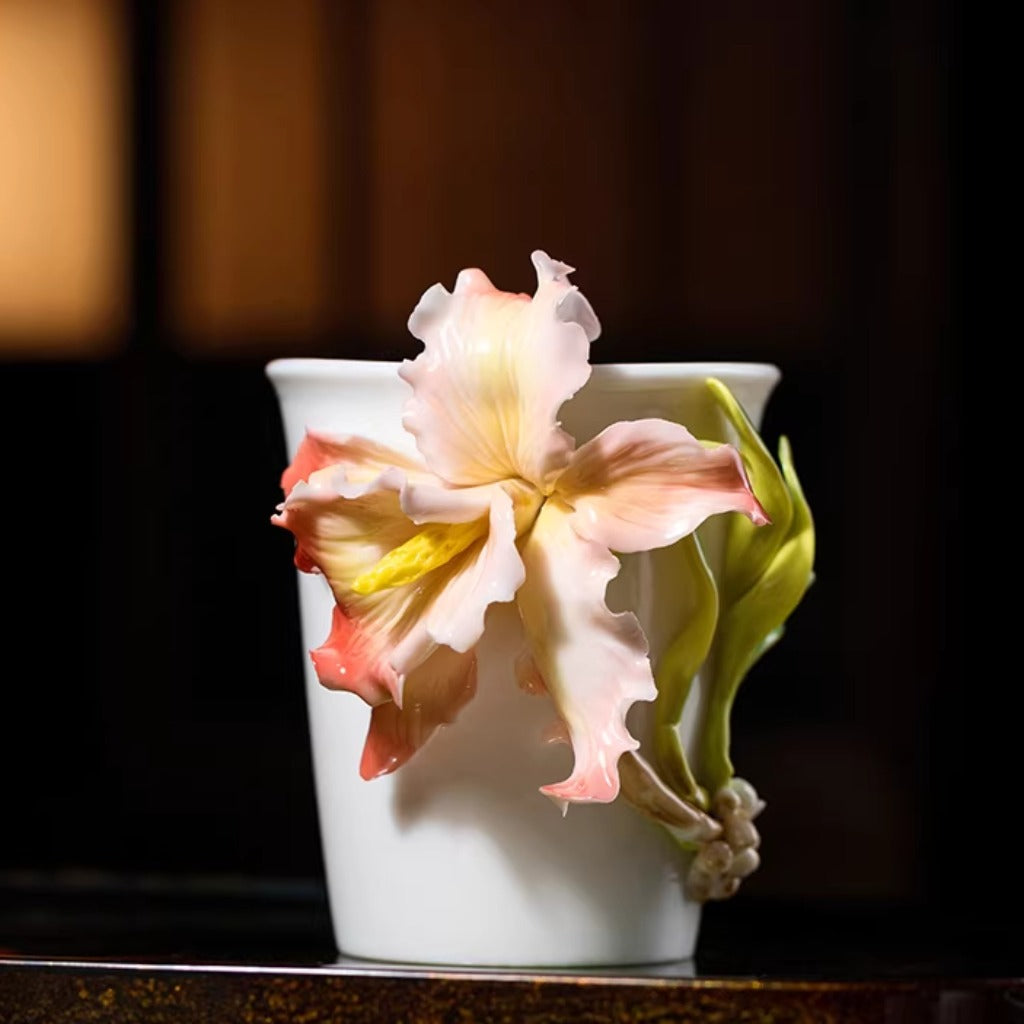 Limited Time Offer · Handcrafted Heritage Porcelain Cup – Iris Blossoms Growing from the Surface | Zen Ara Grove