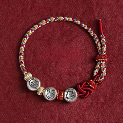 999 Silver 12 Zodiac Bead Braided Multi‑Color Adjustable Bracelet –Fortune & Peace | Zen Ara Grove