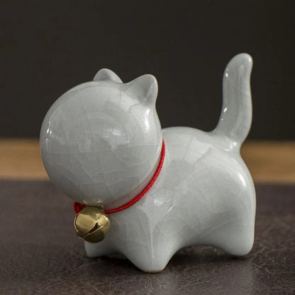 Mini Cute Lucky Bell Cat Tea Pet Ceramic Home Desk Figurine Decoration| Zen Ara Grove