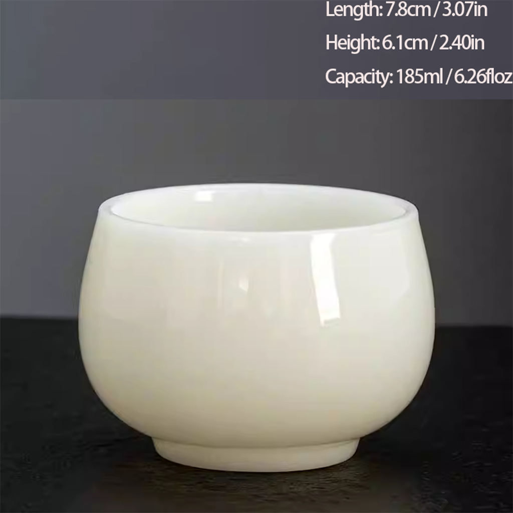 Ice Jade Glaze Porcelain Teacup – Smooth Sheep Fat Luster | Zen Ara Grove