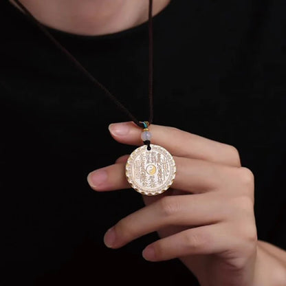 Daoist Harmony Copper Pendant – Mountain Ghost Hua Qian with Yin-Yang Bagua Design | Zen Ara Grove