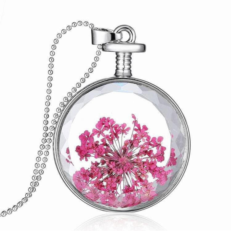 Round Real Flower Necklace – Nature’s Beauty, Forever Close | Zen Ara Grove
