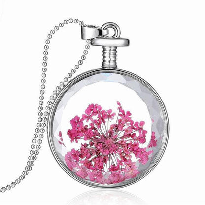 Round Real Flower Necklace – Nature’s Beauty, Forever Close | Zen Ara Grove