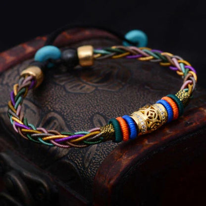 Diamond Knot Five-Color Rope Bracelet – Symbol of Harmony and Good Fortune | Zen Ara Grove