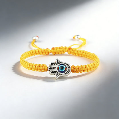 Handwoven Evil Eye Bracelet with Alloy Center – Charm of Protection | Zen Ara Grove