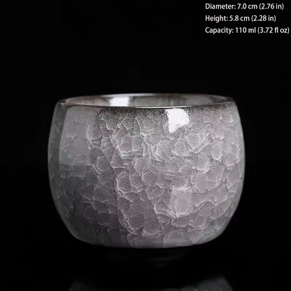 Handcrafted Ceramic Teacup with Unique Ice Crack Pattern | Zen Ara Grove
