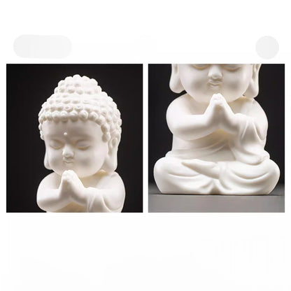 Handcrafted High-Fired White Ceramic Tathagata Figurine – Elegant Zen Serenity | Zen Ara Grove