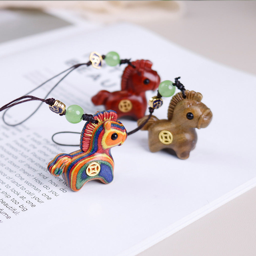 Handcrafted Wooden Horse Keychain –Luck & Protection | Zen Ara Grove