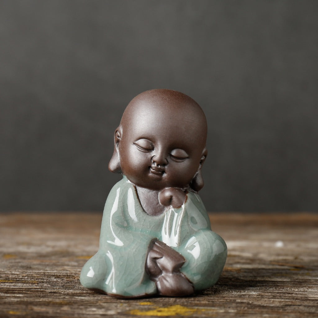 Zen Little Monk Tea Pet – Handmade Ceramic & Purple Clay Figurine for Tea Table Décor | Zen Ara Grove