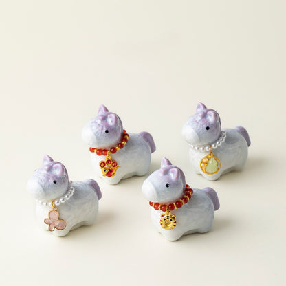 Ceramic Horse Figurine with Gradient Purple Crystalline Glaze – Artistic Shine and Serenity | Zen Ara Grove