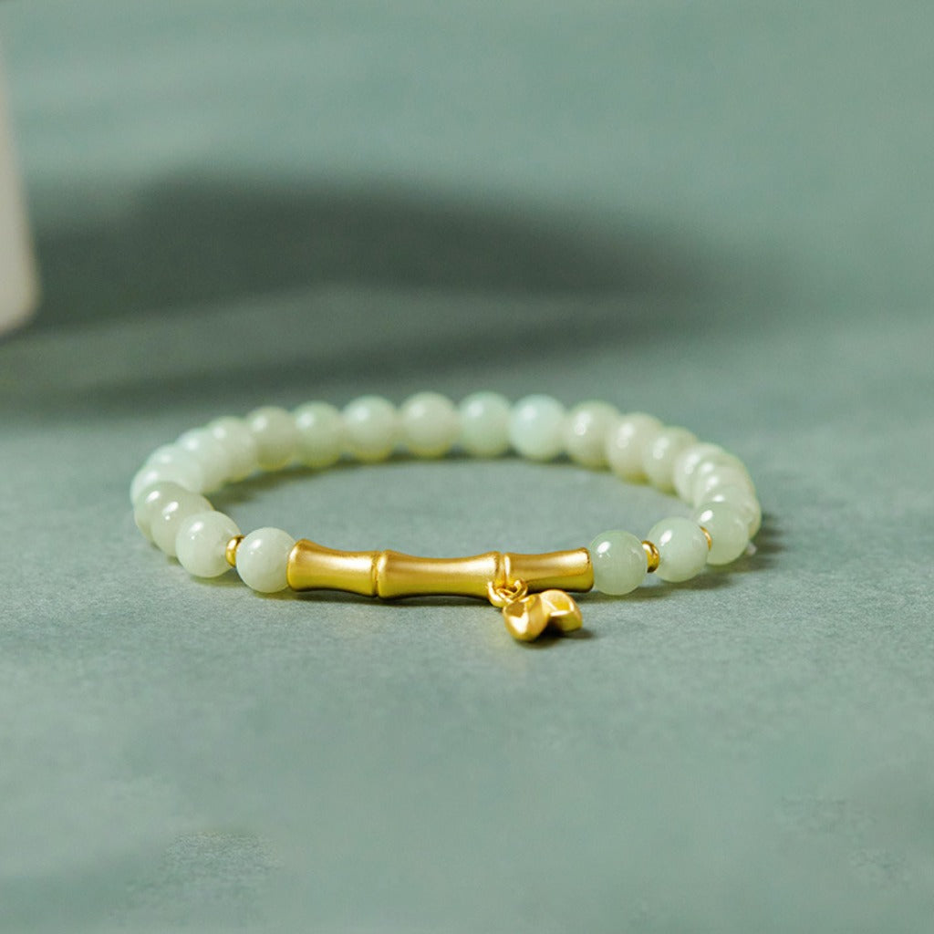 Silver Bamboo & Jade Beaded Bracelet | Zen Ara Grove
