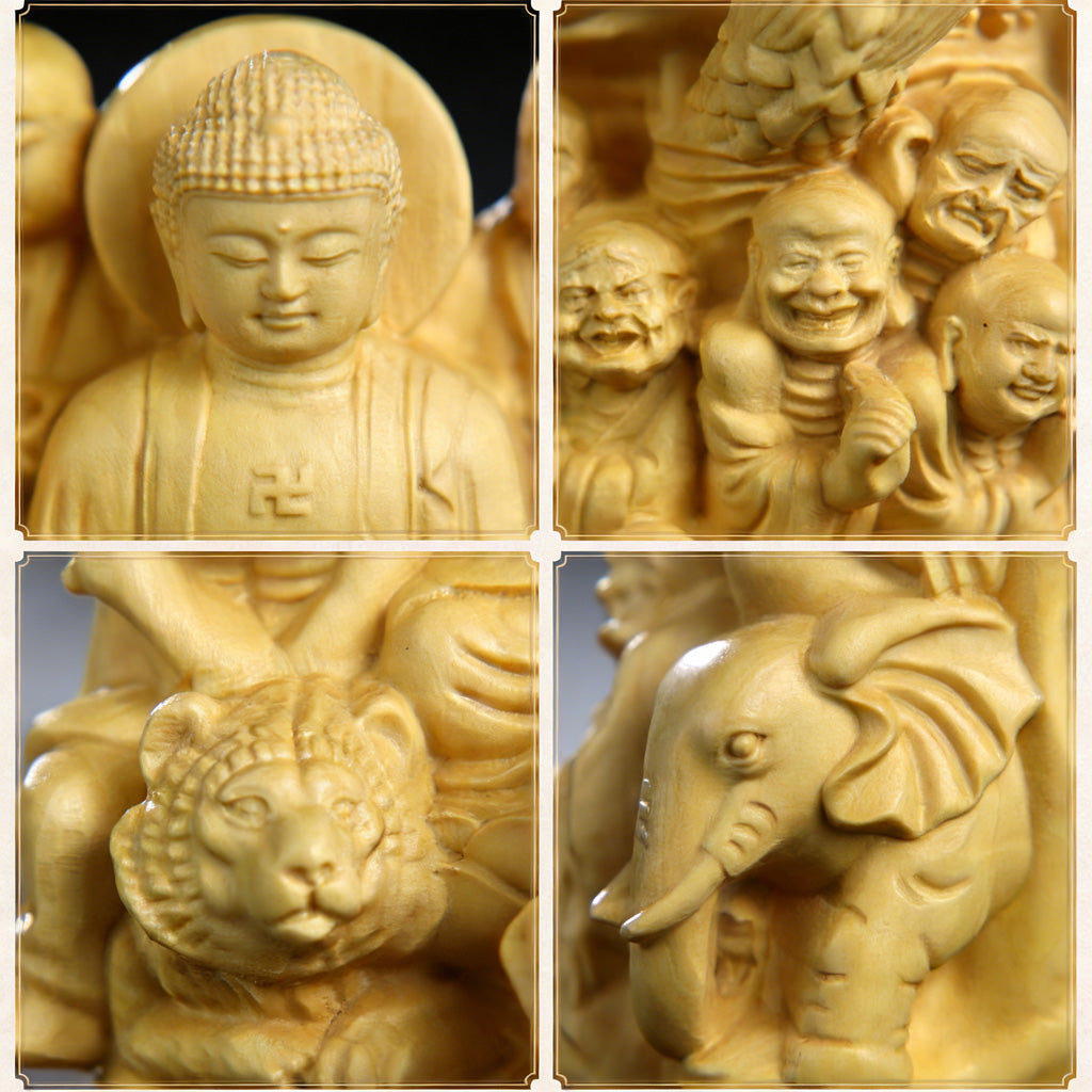 Handcrafted Eighteen Arhats Dragon and Tiger Taming Buddha Figurine – Strength & Protection | Zen Ara Grove