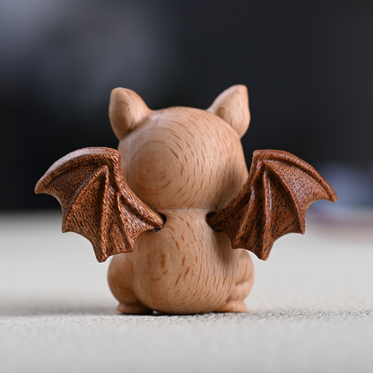 Whimsical Beech Wood Baby Bat – Artisanal Joint Design Wooden Decor | Zen Ara Grove