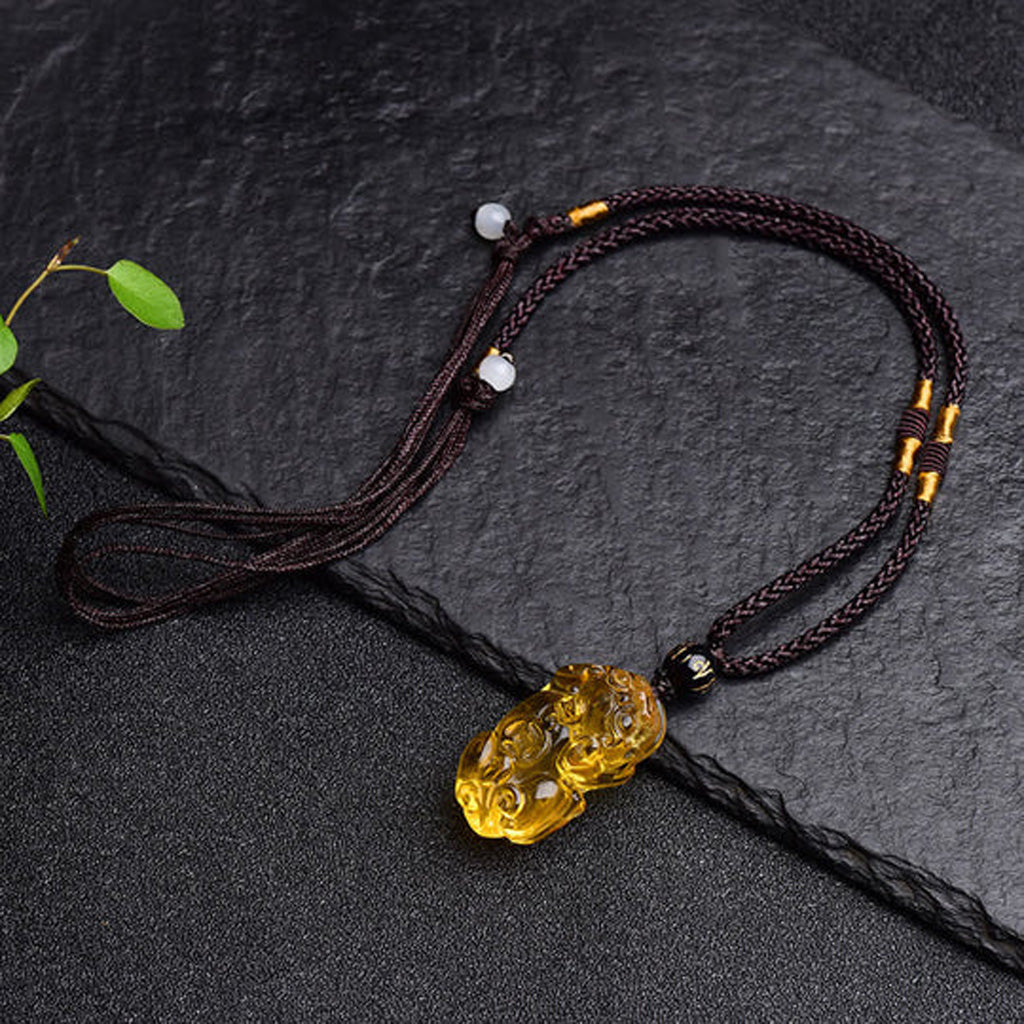 Citrine Pixiu Pendant for Wealth Protection and Positive Energy | Zen Ara Grove