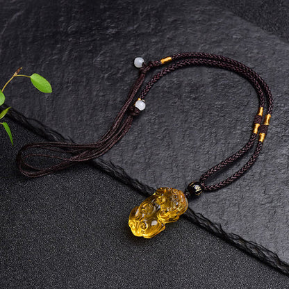 Citrine Pixiu Pendant for Wealth Protection and Positive Energy | Zen Ara Grove