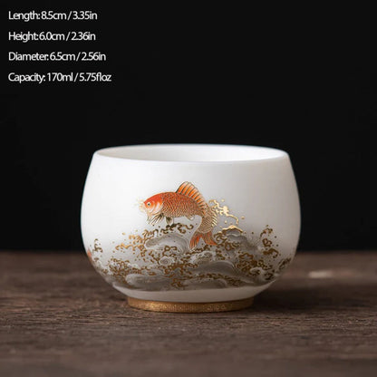 Milky White Porcelain Mug with Dragon and Phoenix Motif – Elegant & Durable | Zen Ara Grove