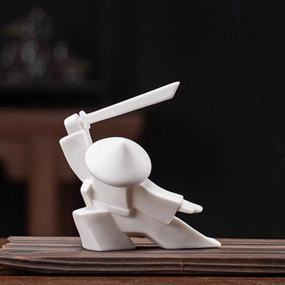 Kung Fu Zen Ceramic Incense Holder – Martial Artist Duel Figurine | Zen Ara Grove