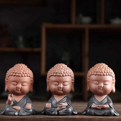 Mini Zen Buddha Statue – Purple Clay Ceramic in Meditative Pose for Inner Peace | Zen Ara Grove