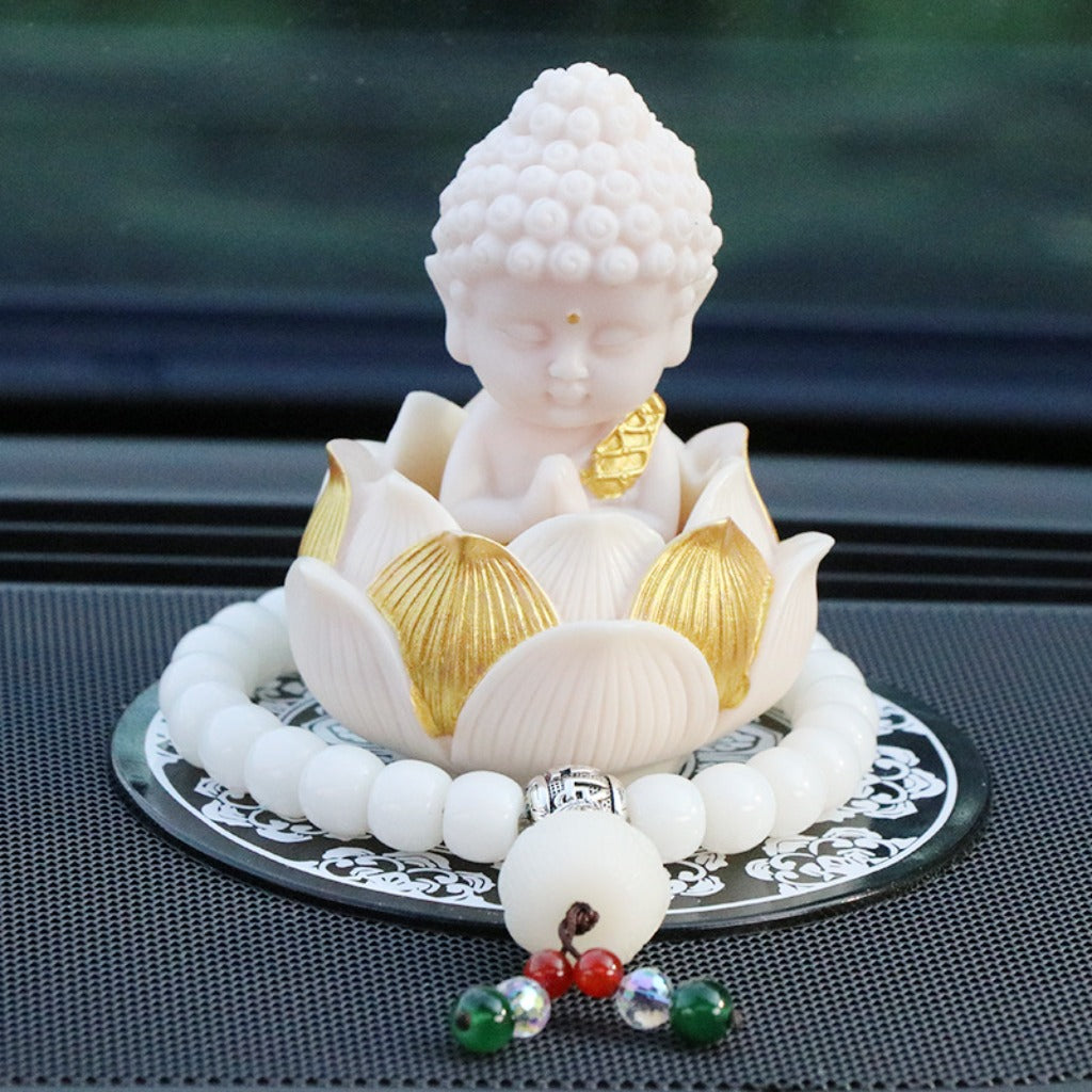 Handmade Golden Lotus Buddha Figurine – Symbol of Serenity, Wisdom & Inner Peace | Zen Ara Grove