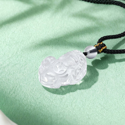 White Crystal Wealth Pi Yao Pendant – Blessing of Purity and Luck | Zen Ara Grove