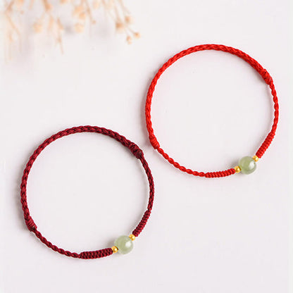 Adjustable Lucky Red Rope with Jade-Like Barrel Bead – A Touch of Harmony | Zen Ara Grove
