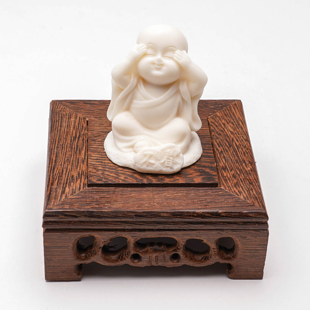 Hand-Carved Tagua Nut "The Three Little Zen Monks" Figurines | Zen Ara Grove