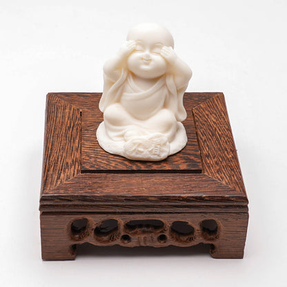 Hand-Carved Tagua Nut "The Three Little Zen Monks" Figurines | Zen Ara Grove