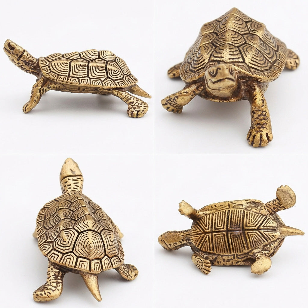 Handcrafted Brass Turtle Figurine Set – Symbols of Longevity, Protection & Good Fortune | Zen Ara Grove