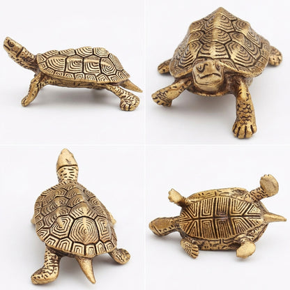 Handcrafted Brass Turtle Figurine Set – Symbols of Longevity, Protection & Good Fortune | Zen Ara Grove