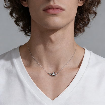 S925 Sterling Silver Peace Dove Necklace with Twin Diamonds – Symbol of Hope | Zen Ara Grove