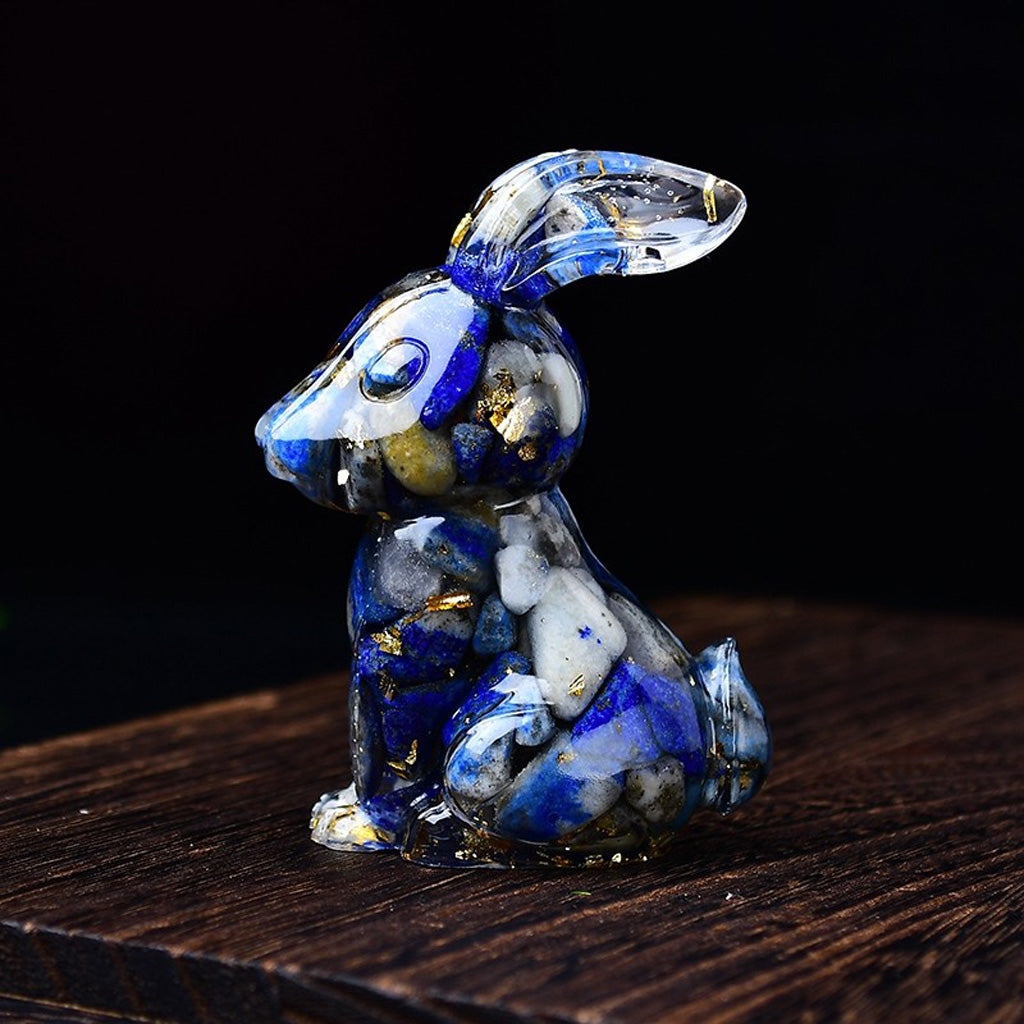 Handmade Epoxy Resin Rabbit Decor – Embedded Natural Healing Crystals | Zen Ara Grove