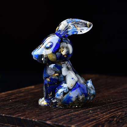 Handmade Epoxy Resin Rabbit Decor – Embedded Natural Healing Crystals | Zen Ara Grove