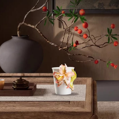 Limited Time Offer · Handcrafted Heritage Porcelain Cup – Iris Blossoms Growing from the Surface | Zen Ara Grove