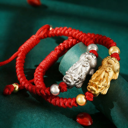 Adjustable 999 Silver Red Rope Pixiu for Children – Blessing & Protection | Zen Ara Grove