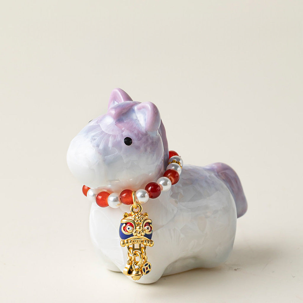 Ceramic Horse Figurine with Gradient Purple Crystalline Glaze – Artistic Shine and Serenity | Zen Ara Grove
