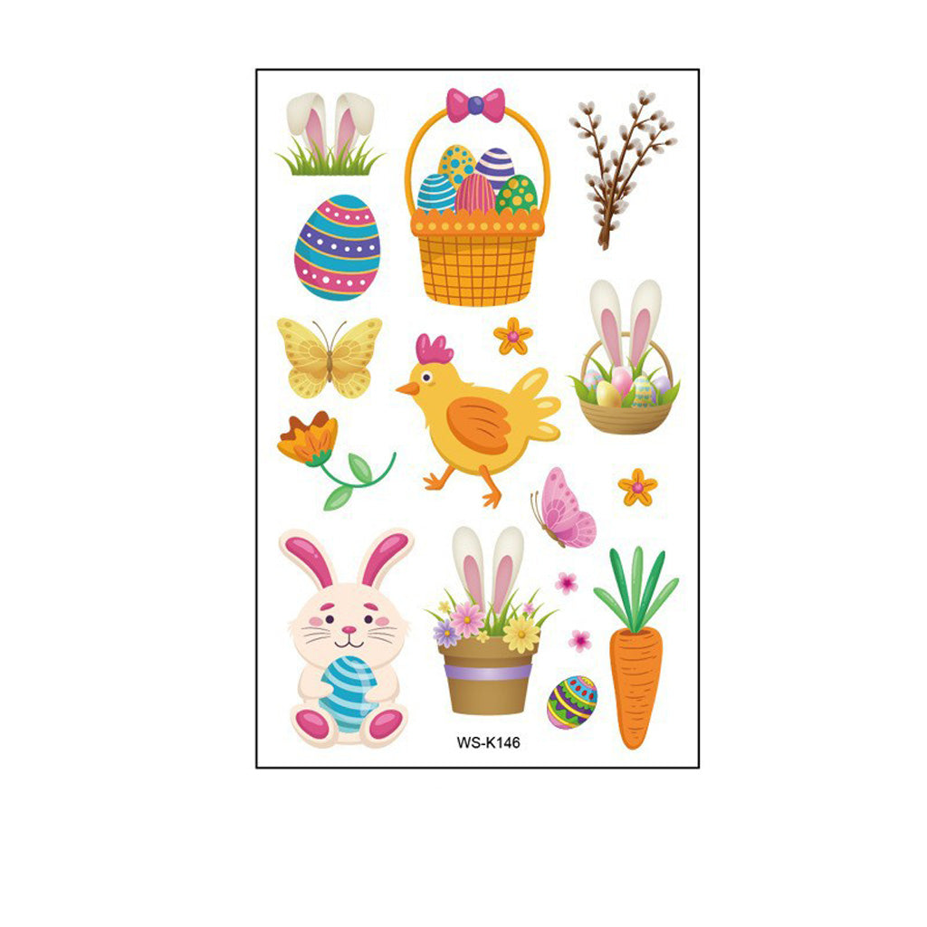 Waterproof Cartoon Rabbit and Egg Tattoo Stickers – Fun & Celebration | Zen Ara Grove