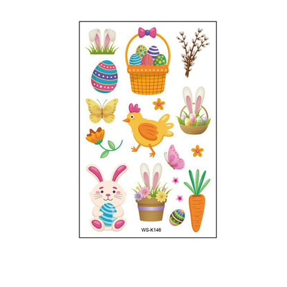 Waterproof Cartoon Rabbit and Egg Tattoo Stickers – Fun & Celebration | Zen Ara Grove